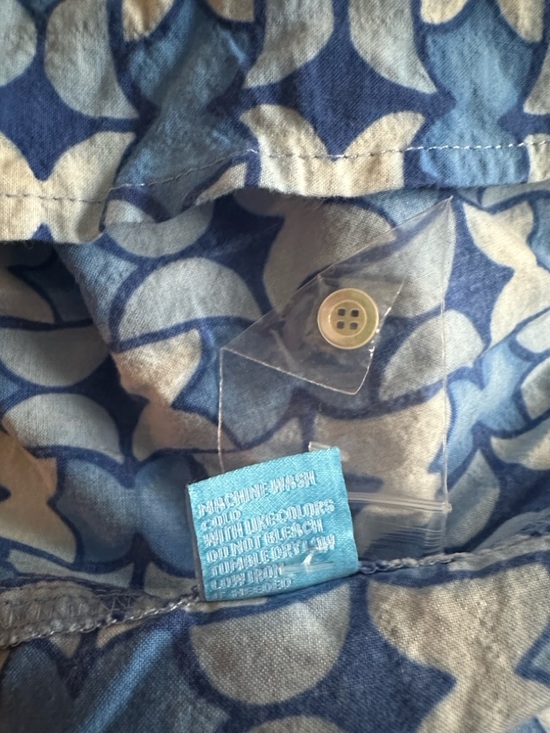 J. McLaughlin Blue White Patterned Contrasting Orange Stripe Cuffs Shirt Small - Picture 7 of 8